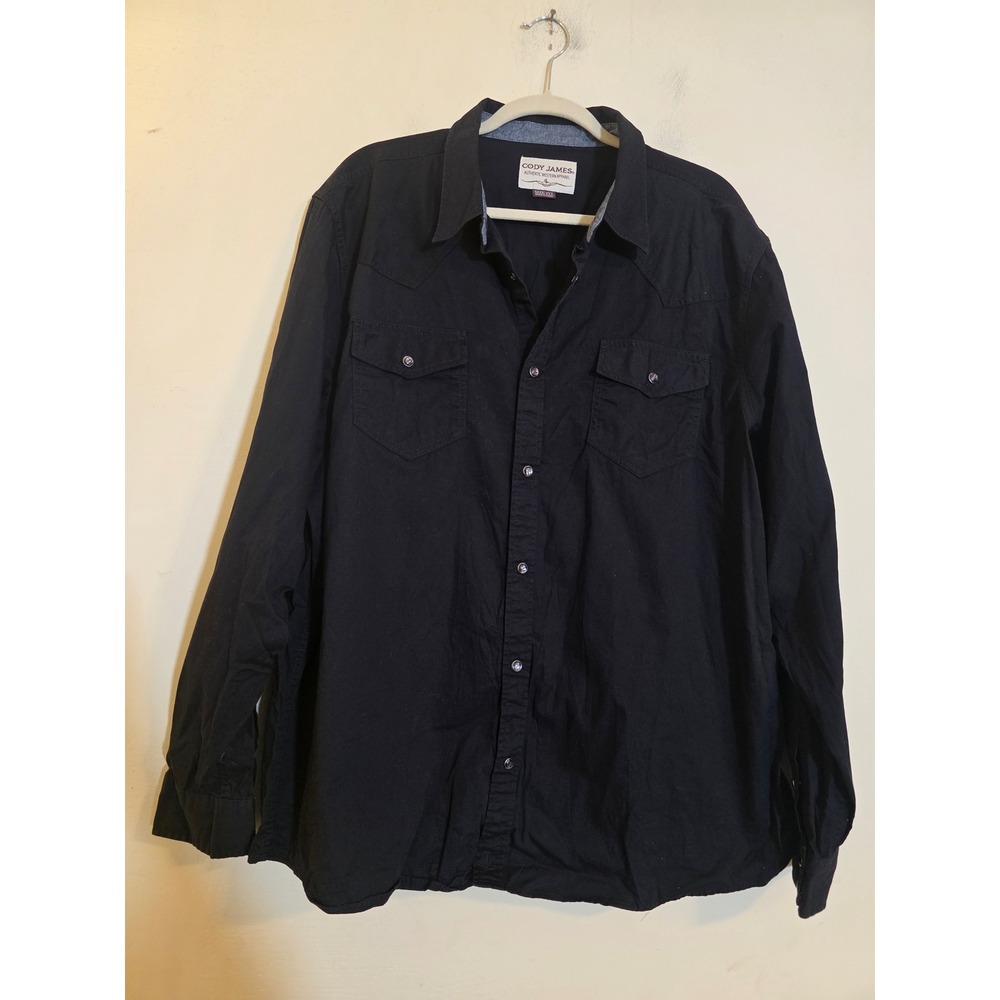Cody James Mens 2XL Black Western Long Sleeve Snap Button Down Shirt